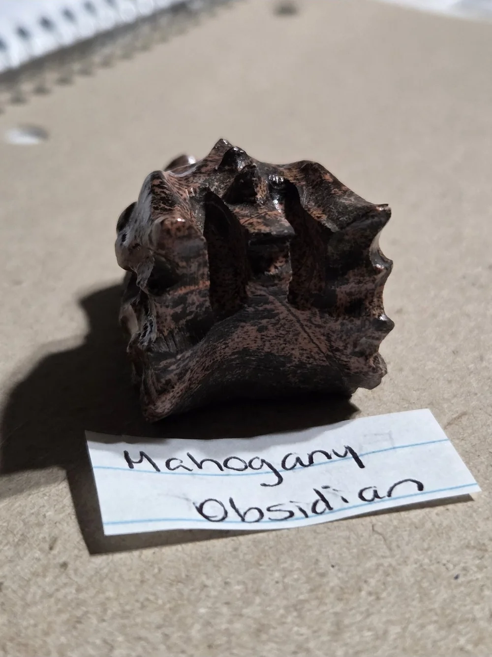 Detailed Mahogany Obsidian Crystal Carved Dragon Head Stone Sculpture Decor
